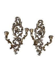 Pair Of Modern Syroco  Style Ornate Candleabra Wall Hangs 2 Candles Each!
