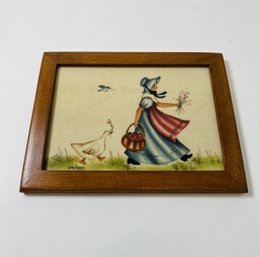 Jean Henry Theorem Painting Folk Art Girl With Goose