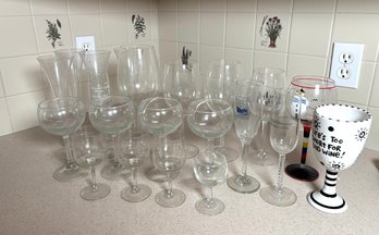 Large Lot Of Various Wine Glass Ware