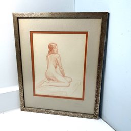 Woman's Nude Sketch, Nicely Framed & Matted