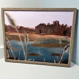 Landscape Painting On Board, Framed