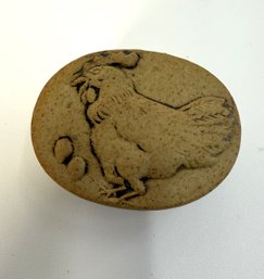 Chicken Decorated Stoneware Style Lidded Trinket Box