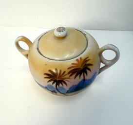 T&T Japanese Hand Painted Lidded Sugar Bowl