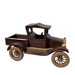 Model Car 1919 Model T Truck Crafted From Walnut & Ash Wood By M. Hale