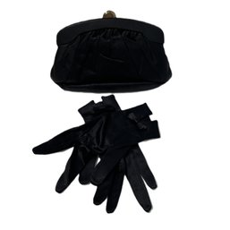 Fabulous Vintage Silk Clutch & Matching Gloves Set