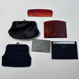 A Collection Of Vintage Vanity Purse Items: Comb, Coin Purses, & Mini Mirrors