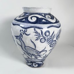 Hand Painted Blue & White Vase From Portugal