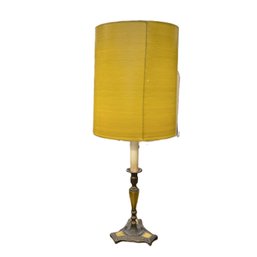 A Tall Side Table Lamp With Fun Yellow Shade