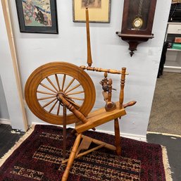 Vintage Wooden Spinning Wheel Weaving Loom