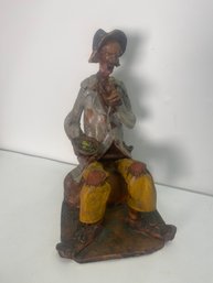 Artist Signed Clay Figure About 9 1/2 Inches Tall