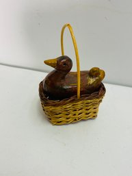 Miniature 2 Clay Duck In Basket