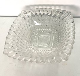 Pressed Glass Clear Candy Or Trinket Square Bowl