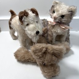 Trio Of Vintage Stuffed Animals - Including Cat, Dog, And Bear ?