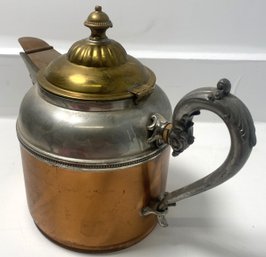 Antique Copper And Brass Teapot With Great Design