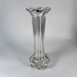 Statement Tall Ribbed Glass Crystal Vase