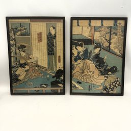 A Pair Of Antique Japanese Woodblock Prints