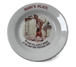 Vintage Baby's Plate: 'My Heart Will Surely Break If You Drop That Precious Cake'