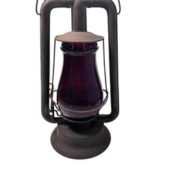 Antique Defiance No. 0 Perfection Kerosene Lantern With Deep Red Globe