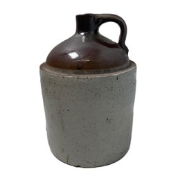1 Of 2: Vintage Brown & White Stoneware Handled Jug