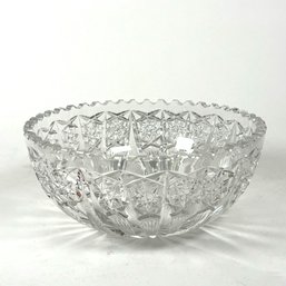Brilliant Cut Glass Bowl With Etched Starburst Design