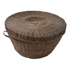 Stunning Black Ash Handwoven Lidded Basket, Great Size!