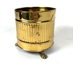 Vintage Hammered Brass Planter Pot With Feet