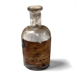 Antique Apothecary Bottle: G. A. Sattig Deutsche Apotheke Antique Bottle With Paper Label Dated 1798