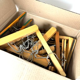 Large Box Of Wooden Pant Hangers
