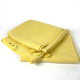 Pair Of Vintage Yellow Table Cloths With Corner Snap Closures