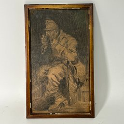 An Etching Or Sketch Of A Soldier, Signed
