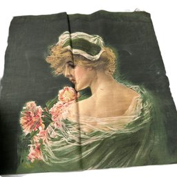 Victorian Woman With Flowers On Canvas Cloth, Absolutely Gorgeous!