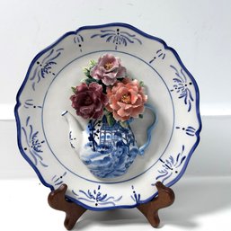 Raised Decorative Plate With Planter Teapot Design