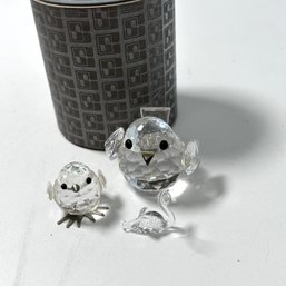 Trio Of Crystal Figurines, Including Two Swarovski Crystal Birds