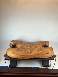 Vintage Camel Saddle Wooden Stool