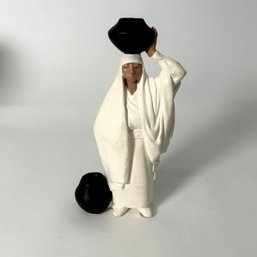 Woman Pottery Figurine: Hand Cast & Hand Painted Southwest Figurine