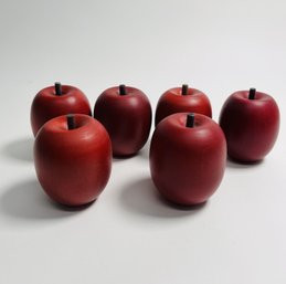 Six Wooden Decorative Red Apples - Perfect Fall Decor!