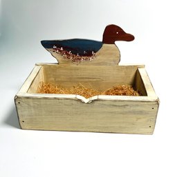 Wooden Duck Box With Eggs