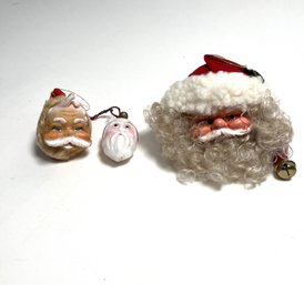 Vintage Santa Head Ornaments, Including Milk Glass