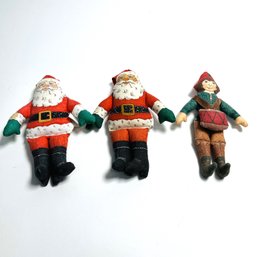 Three Vintage 1970s Hallmark Christmas Dolls: Santa & Elf / Drummer Boy