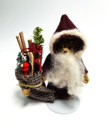 Vintage Handmade Teddy Bear Santa Decoration