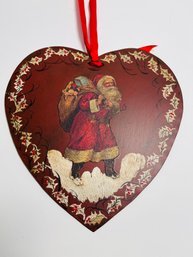 Metal Heart With Santa Decoration