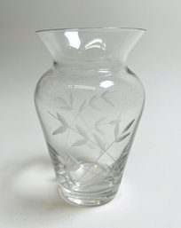 Lovely Clear Glass Etched Vase