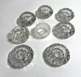 Set Of 8 Vintage Clear Glass Salt Cellars