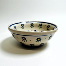 Polish Pottery Bowl, Boleslawiec Blue Flower Pattern