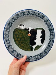 Hand Painted Tin Cow Plate