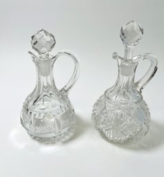 Pair Of Clear Glass Cruets With Stoppers