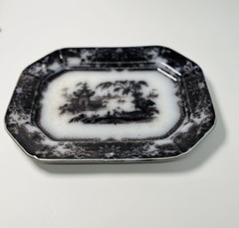 Antique Black & White Transferware Platter, Coream