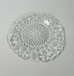 Small Cut Glass Plate With Floral Design