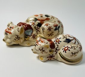 Pair Of Painted Porcelain Cats