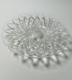 Vintage Clear Glass Plate With Diamond Pattern